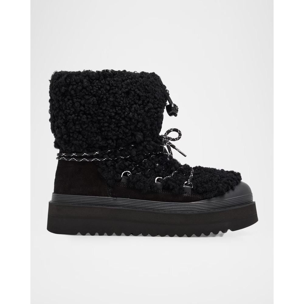Tory Burch Mellow Shearling Platform Lace Up Snow Boots Minimalist Quiet Luxury